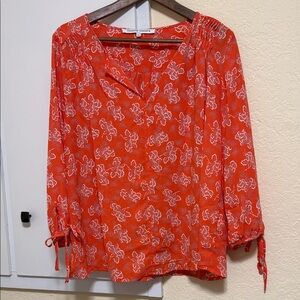 Collective Concepts Vibrant Orange Floral Blouse